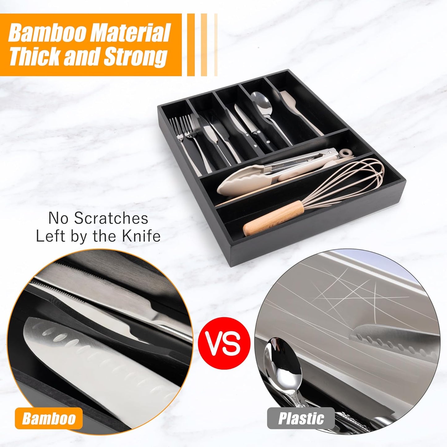 Kitchen Silverware Drawer Organizer and Storage Flatware Cutlery Utensil Holder Spice Rack Containers Bathroom Counter Cabinet Office Desk Makeup Drawer Tray Kitchen and Dining Tools Decor Accessories