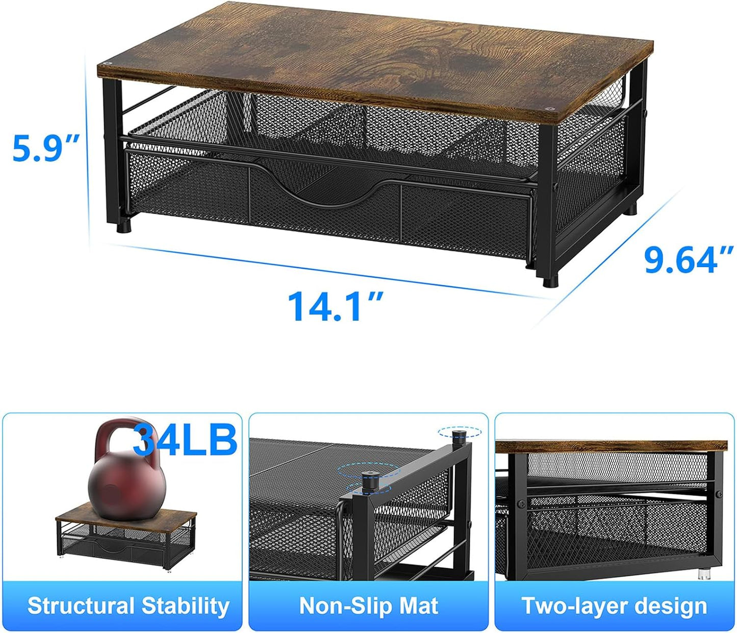gianotter Computer Monitor Stand Riser, Desk Organizers and Accessories with Drawer, Office Desk Accessories & Workspace Desktop Organizers Storage for Printer Stand (Black)