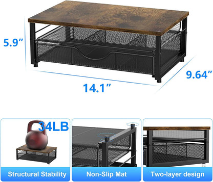 gianotter Computer Monitor Stand Riser, Desk Organizers and Accessories with Drawer, Office Desk Accessories & Workspace Desktop Organizers Storage for Printer Stand (Black)