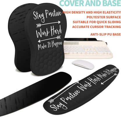 2-in-1 Ergonomic Set, Wave Rise Keyboard Wrist Rest and Massage Bulge Slope Mouse Pad Wrist Support, Cushion Memory Foam Integrated to Relieve Wrist Pain, Black