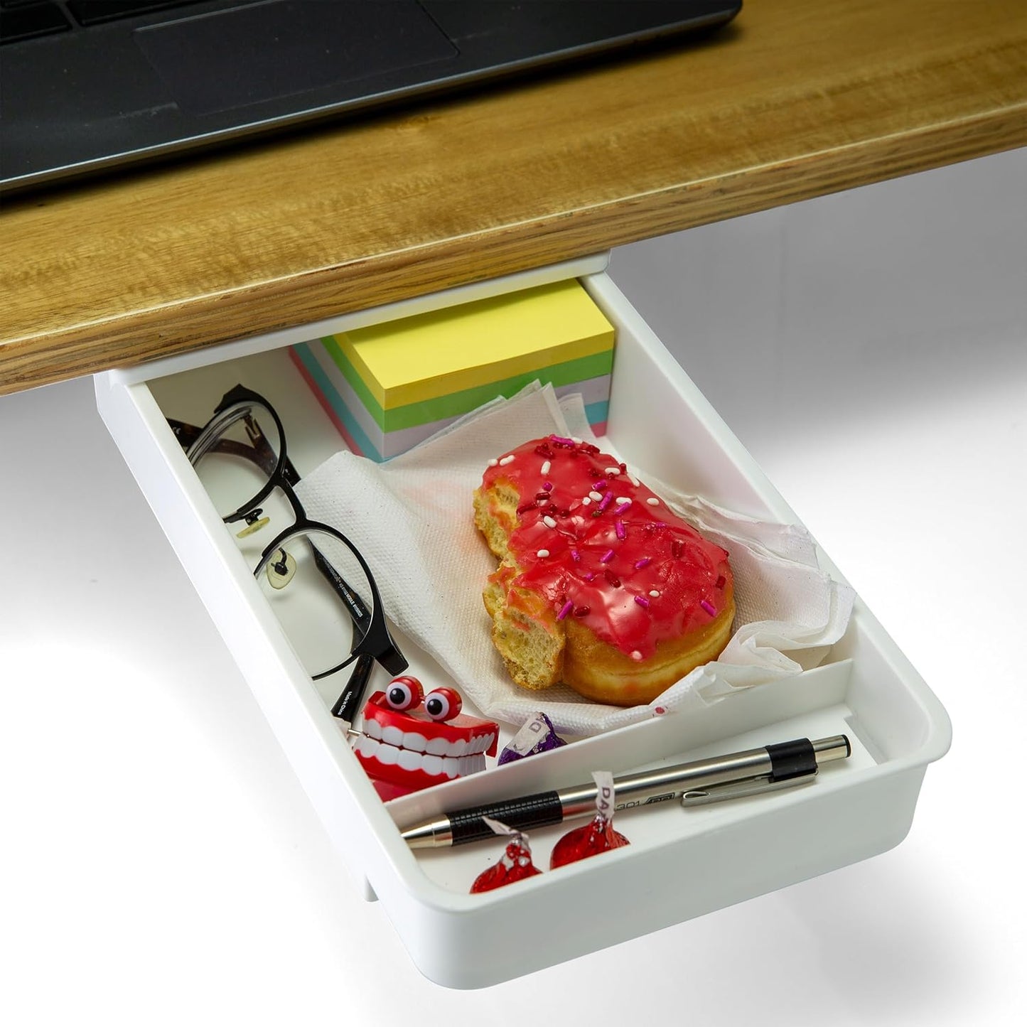Officemate Large Self-Adhesive Under Desk Drawer, White, 12.5" x 10.75" x 1.875" (22556)