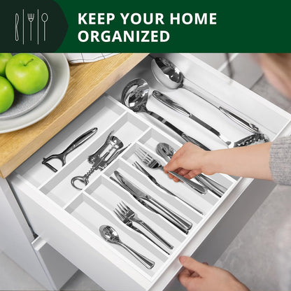 ROYAL CRAFT WOOD Luxury Bamboo Kitchen Drawer Organizer - Silverware Organizer, Utensil Holder & Cutlery Tray Drawer Dividers for Flatware (9 Slot, Natural)