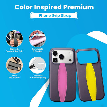 Switchbands Universal Phone Grip Strap – Customizable Phone Holder for Hand, Wireless Charging Safe Phone Handle Grip, Reuseable Phone Strap for iPhone, Samsung & Android Cases - Metallic Rose