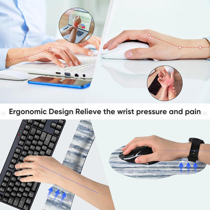 Ergonomic Keyboard Mouse Pad Wrist Rest Support Set for Laptop/Computer/Desktop,Memory Foam Hand Rest Wrist Cushion for Gaming/Office,Lightweight Comfortable & Pain Relief (Flowers)