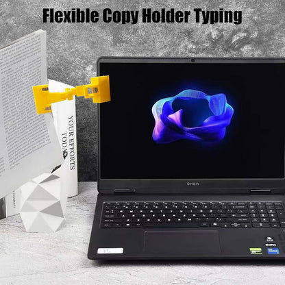 Adjustable Document Holder for Typing, Multi-Purpose Paper Holder Stand for Desk, Flexible Copy Holder Clip for Computer, Drawing, and Advertising Use (2 Pack, Black)
