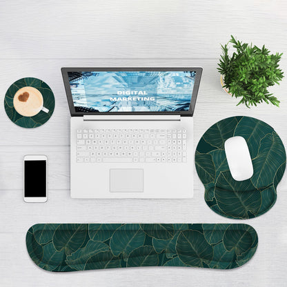 Ergonomic Mouse Pad with Wrist Rest and Keyboard Wrist Rest, Memory Foam Wrist Rest for Computer Keyboard, Easy Typing, Pain Relief, Mouse Pad Wrist Support for Gaming,Office, Laptop, Black Flower