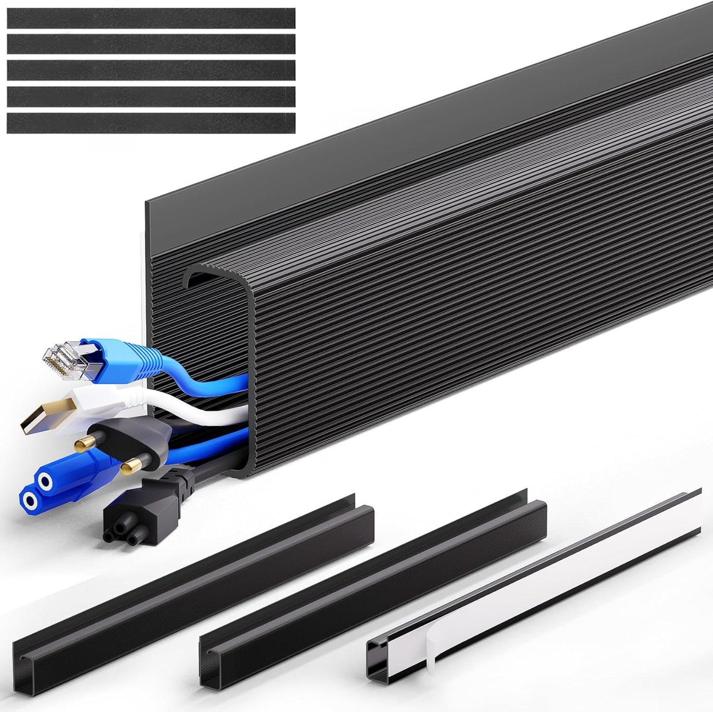 ZhiYo 2 Pack Large Capacity Cable Management Tray, Under Desk Cable Tray 31.5in(2X L15.7in), PVC Standing Desk Cord Management Ideas, Cable Organizer for Office and Home - White