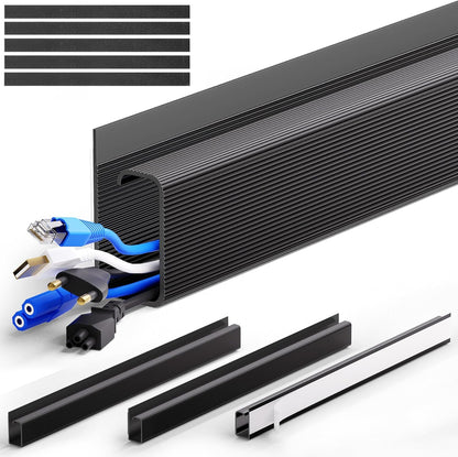ZhiYo 2 Pack Large Capacity Cable Management Tray, Under Desk Cable Tray 31.5in(2X L15.7in), PVC Standing Desk Cord Management Ideas, Cable Organizer for Office and Home - White