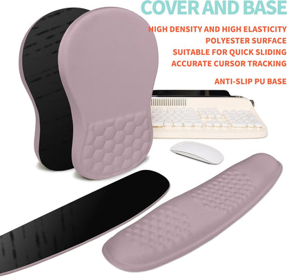 2-in-1 Ergonomic Set, Wave Rise Keyboard Wrist Rest and Massage Bulge Slope Mouse Pad Wrist Support, Cushion Memory Foam Integrated to Relieve Wrist Pain, Black