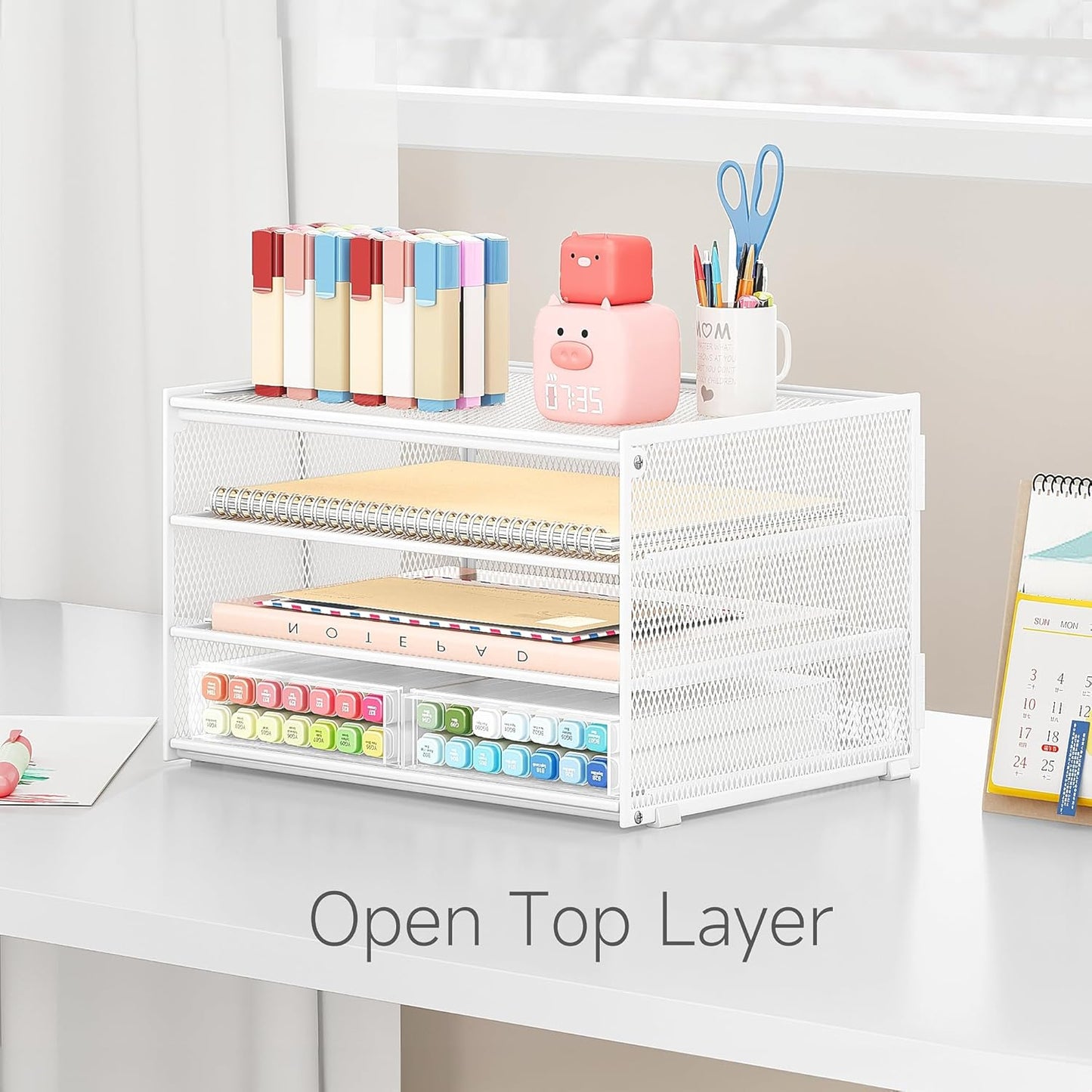 Lavatino 3-Tier Letter Tray Desk Paper Organizer – Black Mesh Metal File Tray Organizer for Desk, Office Supplies & Home Organization | Fits A4/Letter Paper, Mail, Magazines and Office Accessories