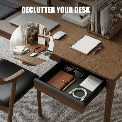 Under Desk Drawer, Solid Walnut Wood Panel – Sturdy Ball Bearing Slides, Easy Under-Desk Mount, Integrated Handle, Desktop Organizer for Office & Home Workstation