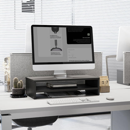 FITUEYES Monitor Stand - 2 Tier Computer Monitor Riser Shelf, Wood Desktop Stand for Laptop Computer Screen, Desk Organization, Office Supplies