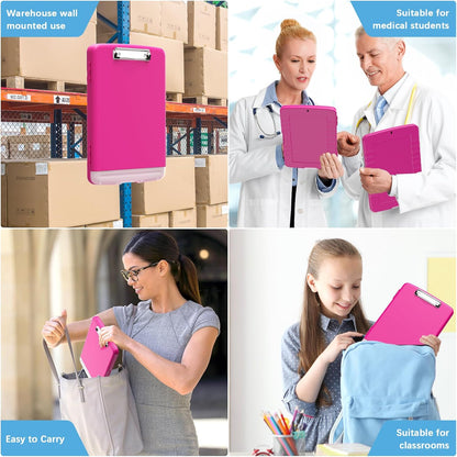 Hongri Clipboard with Storage with Pen Holder, Folder Nursing Clip Board 8.5 x 11 Foilo-Side Opening, High Capacity, Light Weight for Teachers, Classroom. Size 14 x 9.6 x 1.2 in(Pink)