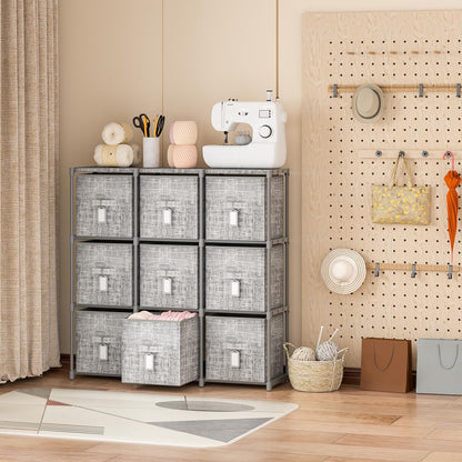 LUKYTOWER Cube Storage Organizer Shelf with Printed Bins + Labels, Cubby Storage Organizer with Bins, Large Capacity Shelves for Storage,Closet, Living Room, Dorm, Yarn (Grey, 6 Cube)