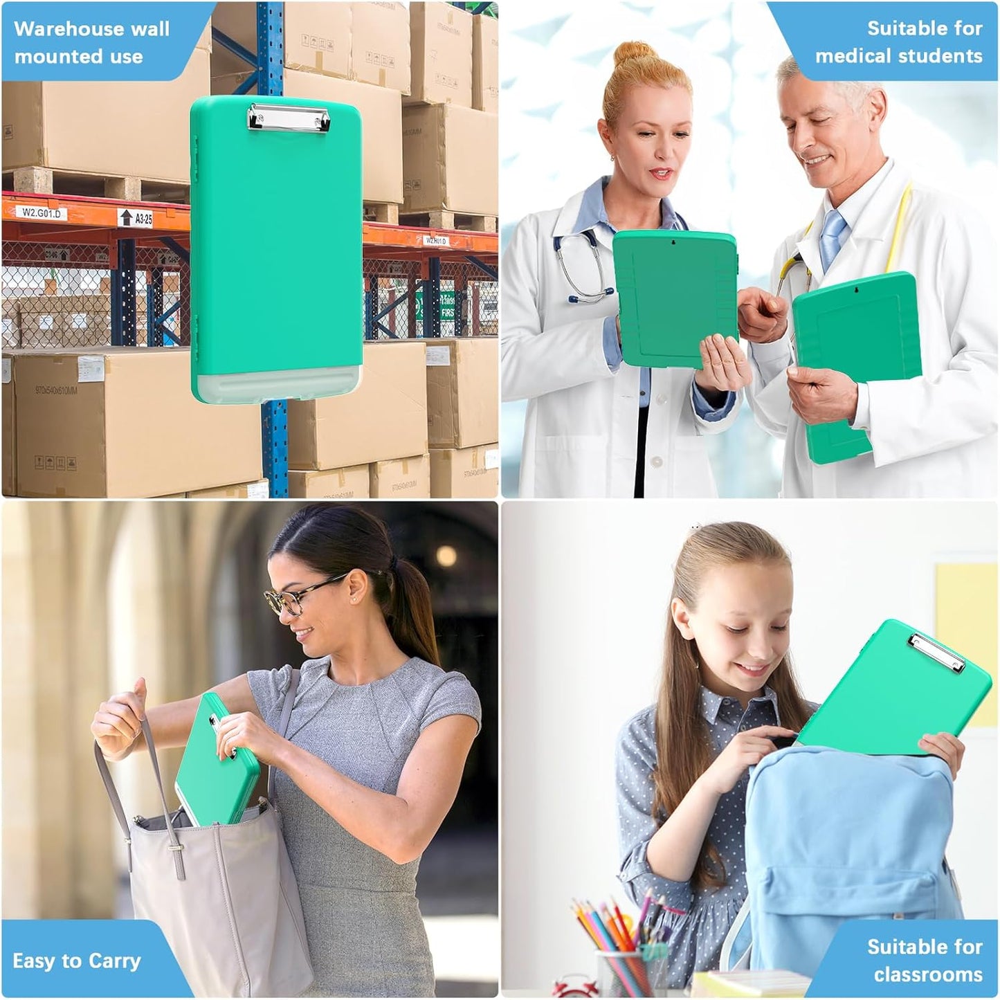 Hongri Clipboard with Storage with Pen Holder, Folder Nursing Clip Board 8.5 x 11 Foilo-Side Opening, High Capacity, Light Weight for Teachers, Classroom. Size 14 x 9.6 x 1.2 in(Pink)