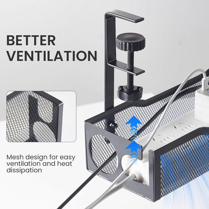25'' Cable Management Under Desk No Drill，Metal Desk Organizer Suitable for Home desks or Standing desks ，Electrical Cord Management with Clamp