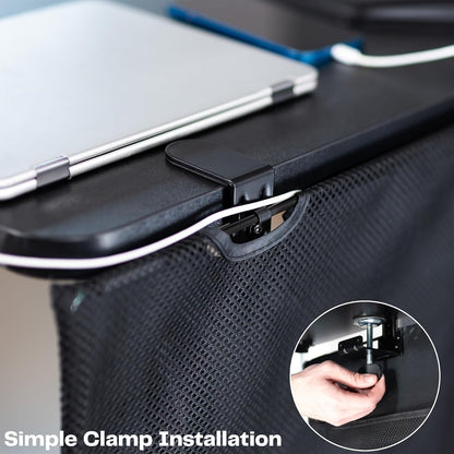 VIVO 48 Inch Clamp-on Privacy and Cable Management Organizer Sleeve, Wire Hider Kit Panel System, Desk Skirt, Black, DESK-SKIRT-48P