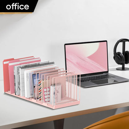 File Organizer for Desk, 5-Section Vertical File Sorter, Paper Holder Organizer Standing Metal File Folder for Office Home Classroom, Black