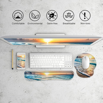 LATEEFAH Mouse Pad with Wrist Rest, 3-in-1 Gaming Mouse Pad, Keyboard Wrist Rest, Ergonomic Memory Foam Mousepad with Wrist Support for Computer Keyboard