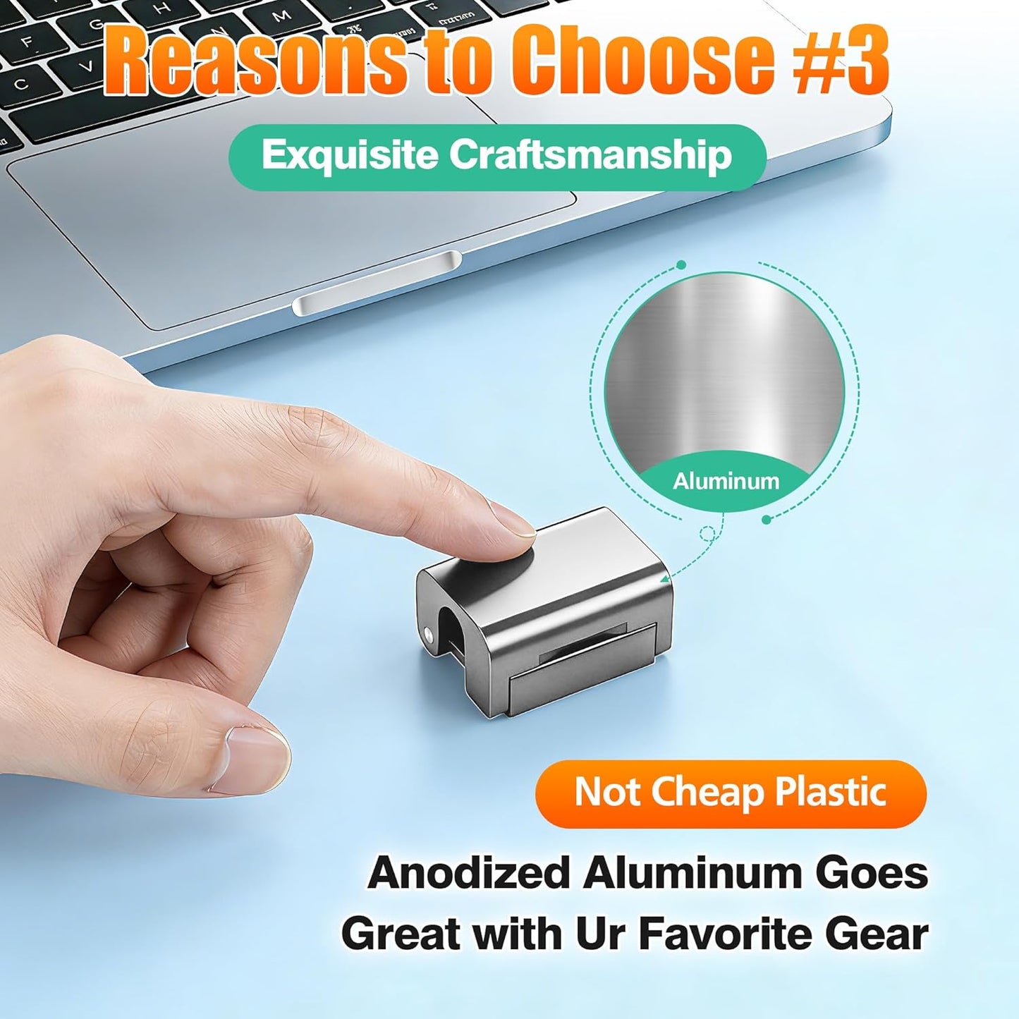 AGVEE 6 Pack Magnetic Cord Organizer Clips, 10mm Ultra-Thin Aluminum Cable Management Holder, 2 Pairs of Strong Magnets Keeper for Home Desk Office Gadgets Accessories, Residue-Free Tape, Silver
