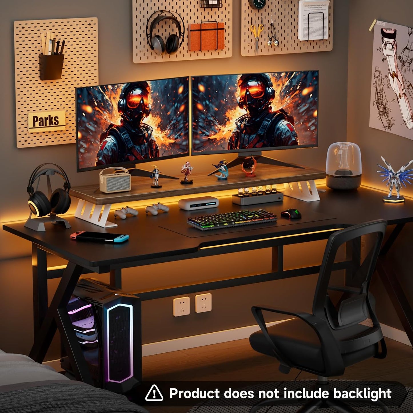 Monitor Stand Riser, 39 Inch Large Wood Monitor Stands for 2 Monitors