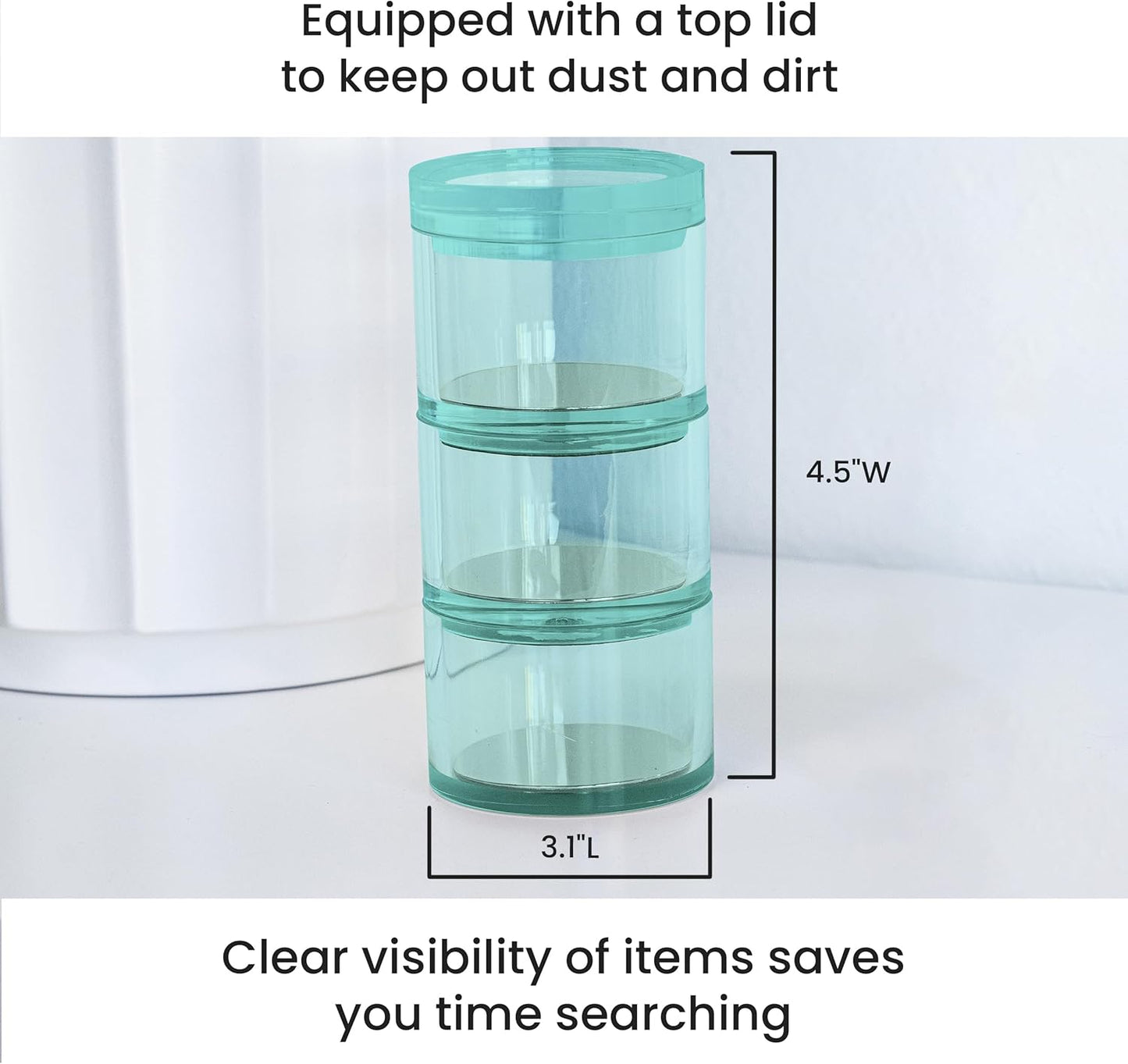 OfficeGoods 3-Tier Stackable Acrylic Holder- Stylish Desk Organizer and Storage for Office or Home – Transparent Round Design with Gold Metal Base