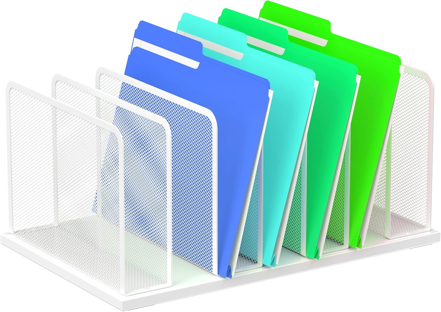 Kuntine.B Desk File Organizer 5 Sections Upright Mesh Desktop Organizer File Sorter Office Organization File Holder for Home, Office & Classroom