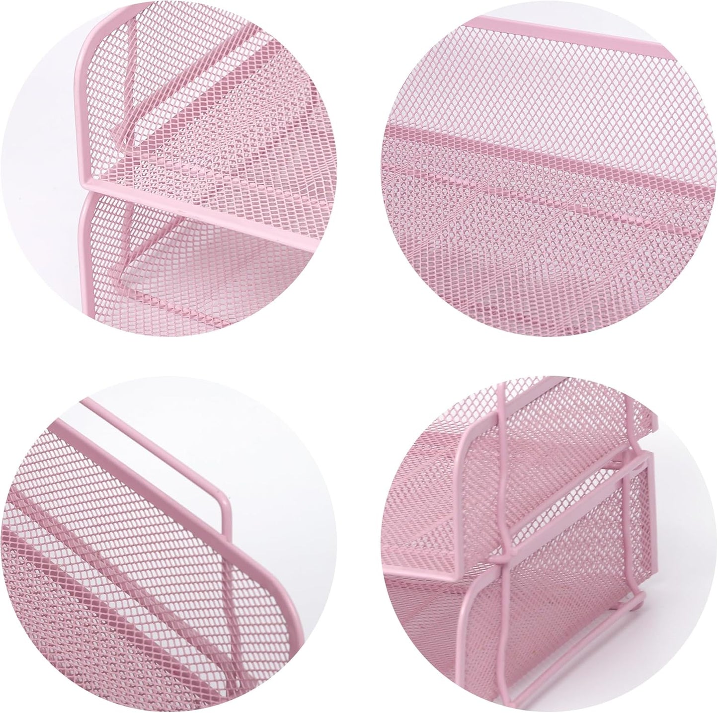 EASEPRES 2 Pack Stackable Desk Paper Tray, Metal Mesh Desktop Document Letter File Organizer for Office Home School, 13.5'' L x 9.75'' W x 5.5'' H, White