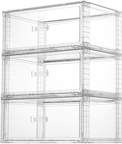 Vtopmart 2 Pack Large Clear Stackable Storage Drawers 27QT, Easily Assemble Plastic Closet Storage Bins, Dust-Proof UnderBed Organizer for Clothing, Sweater Organization
