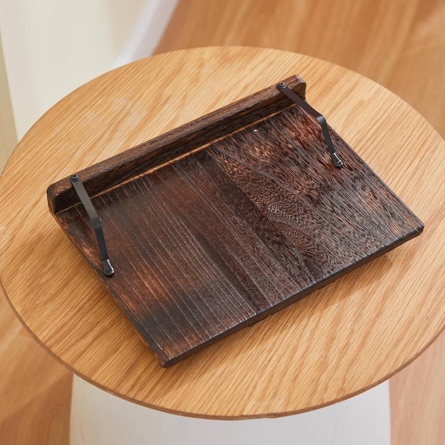 Wooden Book Stand Holder Adjustable,Portable Desktop Organizer for Cookbooks/Tablets,Hands Free Reading Rest with Ergonomic Design, Fits Books & iPads