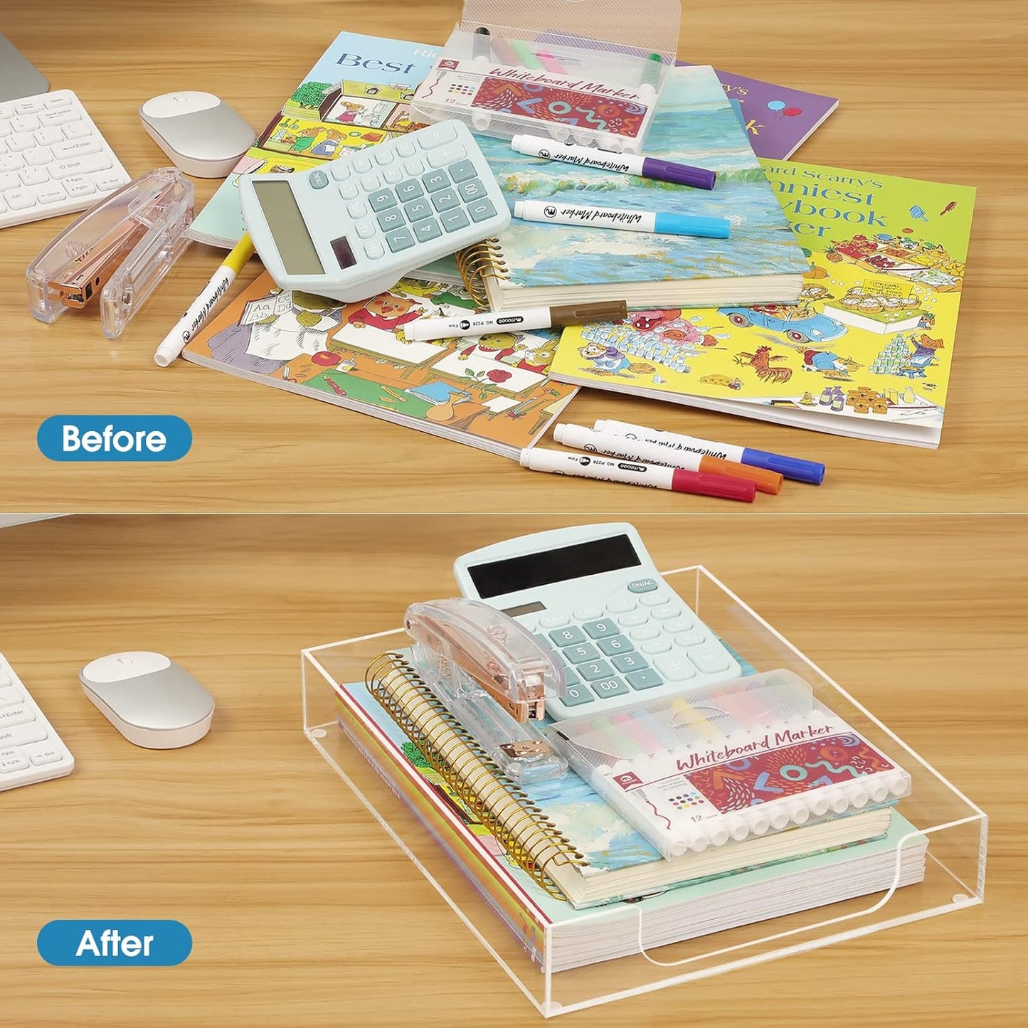 MaxGear Acrylic Letter Tray, Clear Desk Organizer for Papers, Documents, Magazines, Folders, Notebooks, and Stationery – Multi-Function File Tray and Desktop Organizer for Office, Home, and Workspace