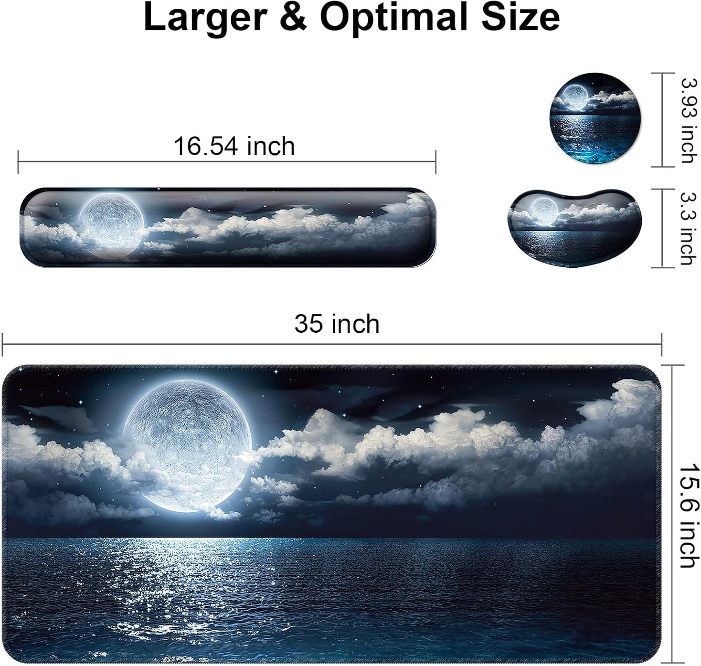 Keyboard Wrist Rest + Mouse Pad with Wrist Support + Desk Mat + Coaster 4 in 1 Set, XXL Large Gaming Mousepad Cute Ergonomic Mouse Pads for Desk Computer Laptop Office Decor-Beach