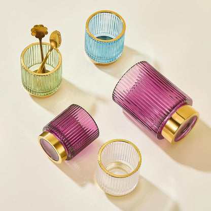 Makeup Brush Holder Organizer,Toothbrush Holders,Desk Pen Pencil Holder,Multifunctional Vintage Glass Brush Cup（L/Green/A3-6-US）