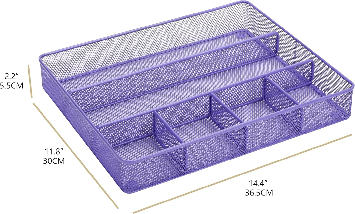 Annova Desk Drawer Organizer Tray for Office Organization - Metal Mesh - Storage Tray with Dividers for Pens, Desktop Accessories, Bathroom, Kitchen, Makeup and Office Supplies (Small, Gold)