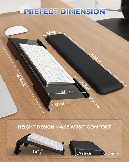 Laborio Computer Keyboard Wrist Rest Stand for Desktop, Keyboard Holder for Easy Typing with Wrist Pad for Office Desk, Home, School (Pink)