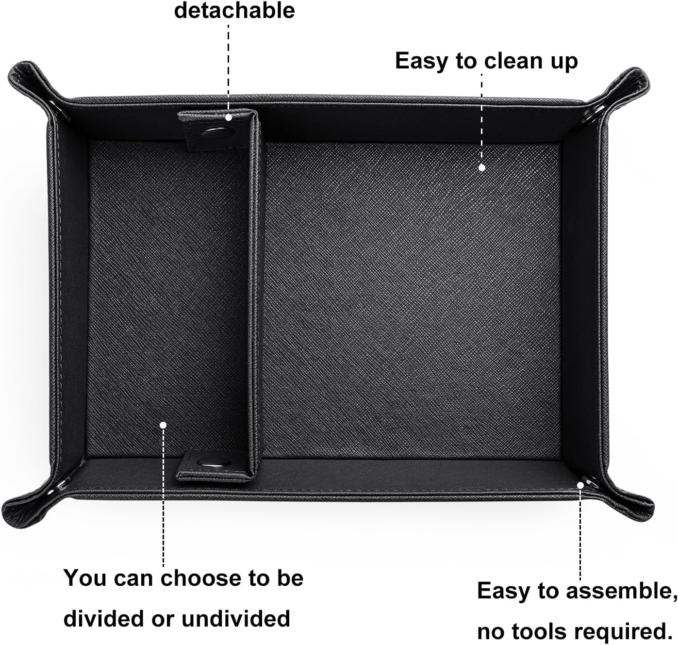 BONNY DODO Valet Tray for Men PU Leather Tray Organizer with Partition, Storage Keys, Watch & Practical Storage for Table Nightstand Living Room Bedroom (Dark Brown-Square)