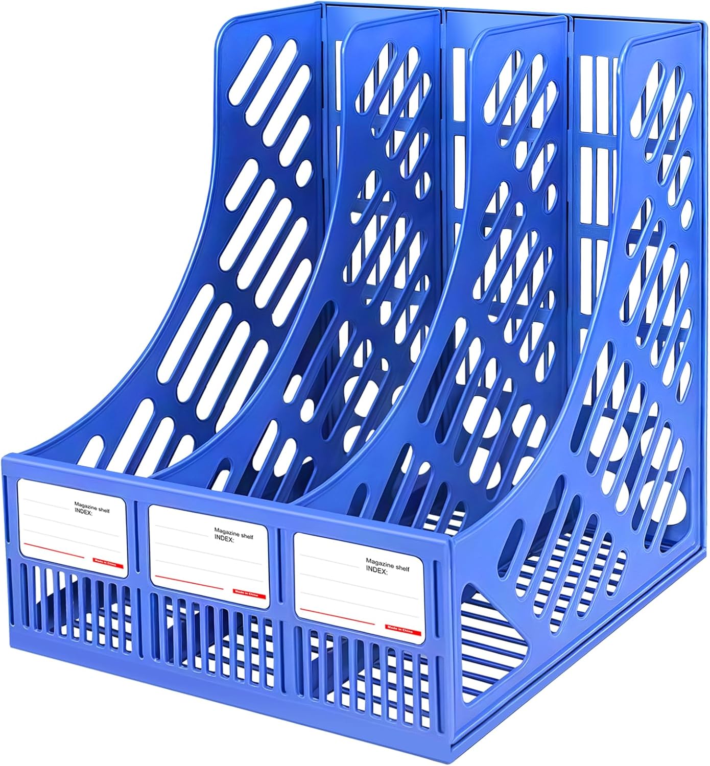 Desk File Organizer,3 Sections Upright Mesh Desktop Organizer,File Sorter Letter Paper File Holder for Home, Office & Classroom- Blue