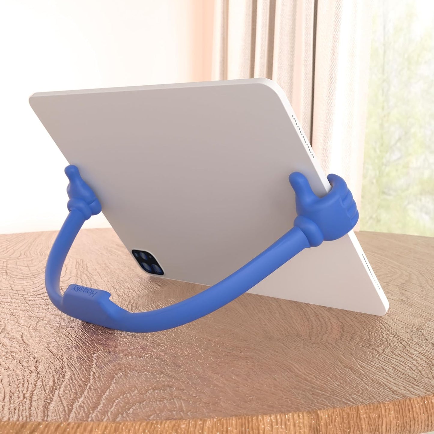 HONSKY 3361942 Cute Thumbs Up Adjustable Tpu Flexible Mobile Cell Phone Tablet Computer Display Stand Holder for Bed Desk - Blue and Black
