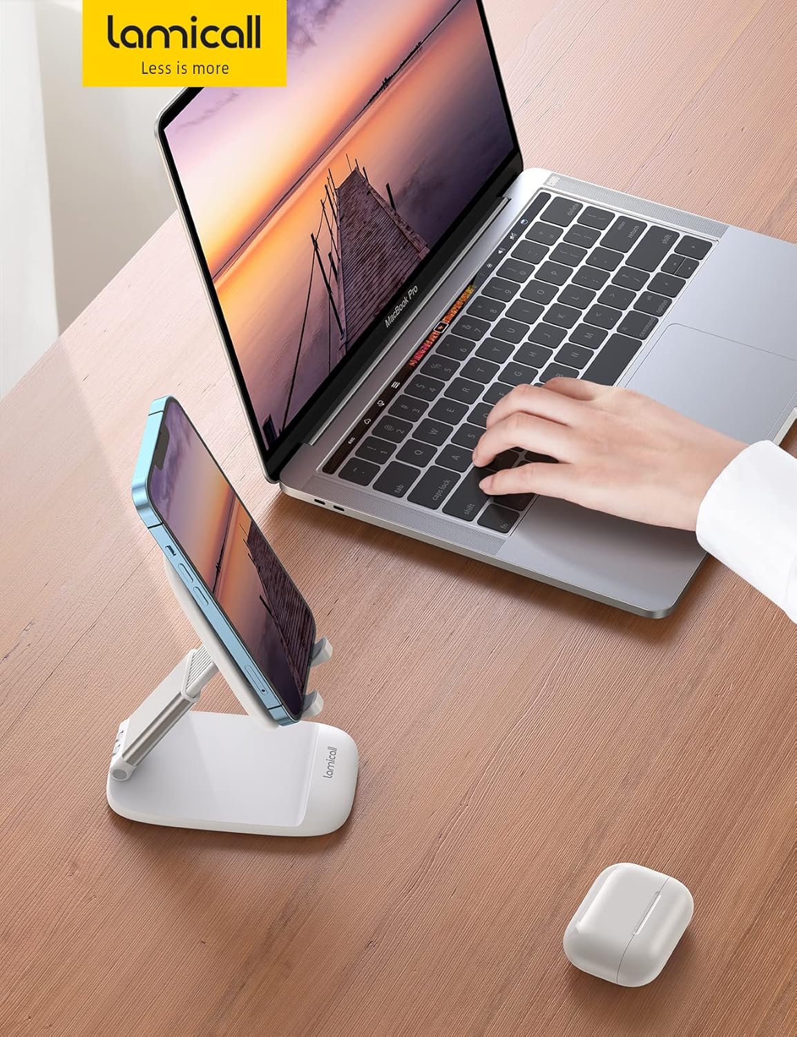 Lamicall Cell Phone Stand for Desk - [Height Adjustable] Foldable Mobile Phone Holder, Portable Stand for iPhone 17 16 15 14 13 12 11 Pro Max Plus Air, Galaxy S25, Office Gift Mothers Day Accessories