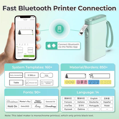 Nelko Label Maker Machine with Tape, P21 Bluetooth Label Printer, Wireless Mini Label Makers with Multiple Templates for School Office Home, White