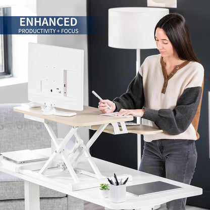VIVO 26 inch Desk Converter, K Series, Height Adjustable Sit to Stand Riser, Dual Monitor and Laptop Workstation with Keyboard Tray, Black, DESK-V026KB