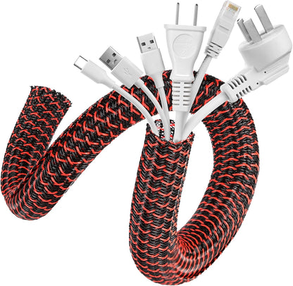 AGPTEK White Cable Sleeve, 2 Pack 5ft - 1.2 Inch Cable Management, Desk Cord Cover Organizer Wire Hider for Computer TV Wire Loom Tubing, Pet Proof Cord Protector from Cat Dog Chewing, White