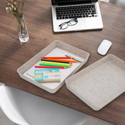 Welaxy 2-piece Office desk drawer organizer tray letter-size documents A4 paper book file Folder Holder storage bins (Orange + Green)