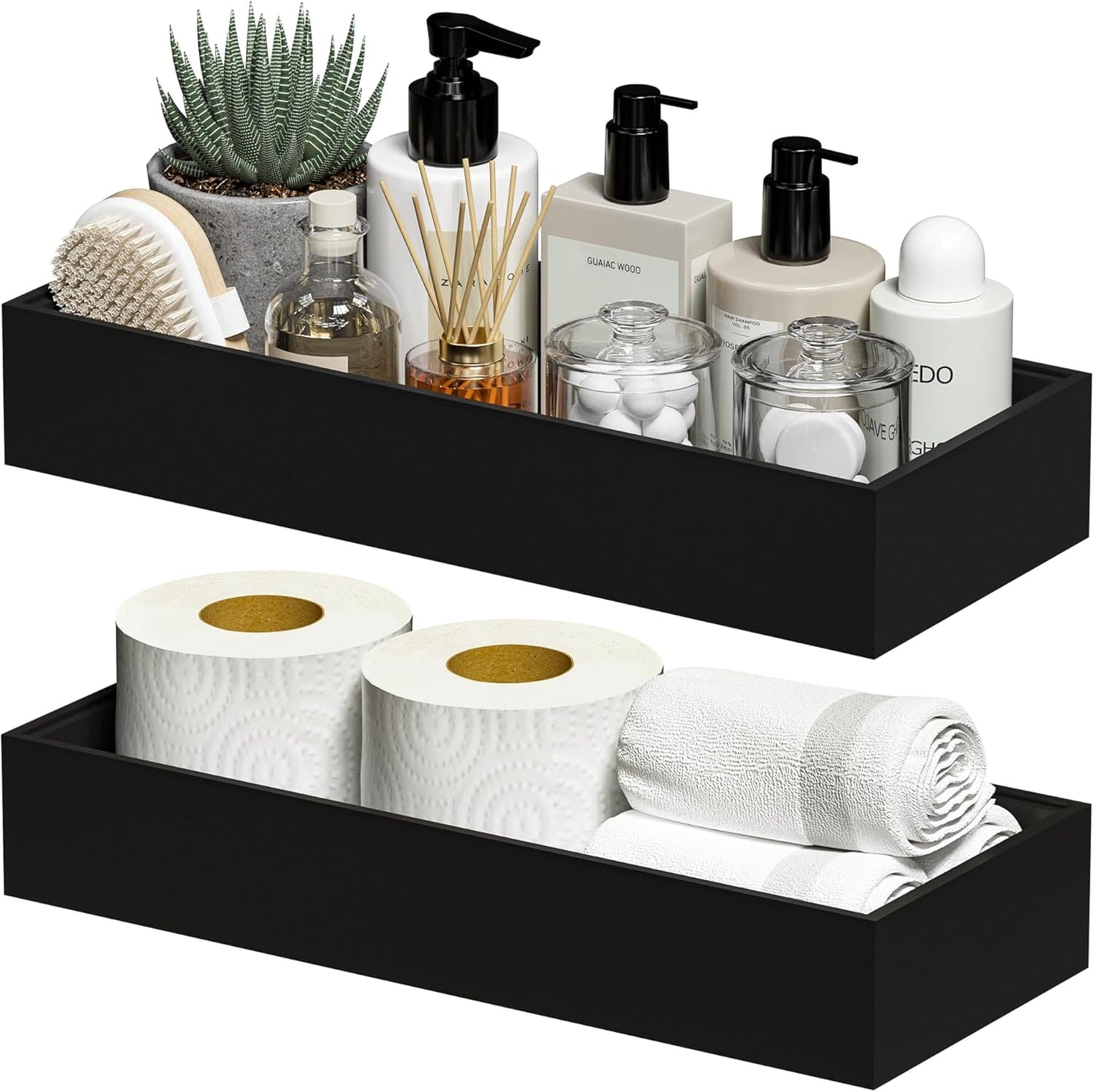 Kitchen Drawer Organizer Bins, Stackable Bamboo Drawer Organizer for Silverware, Flatware, Coffee Pod Organizer K Cup Holder for Countertop, 2 Pcs Coffee Station Organizer 12" x 6" x 2.5"
