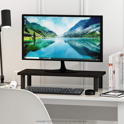 Furinno Turn-N-Tube Corner Monitor Riser Stand with Stainless Steel Tubes, Americano