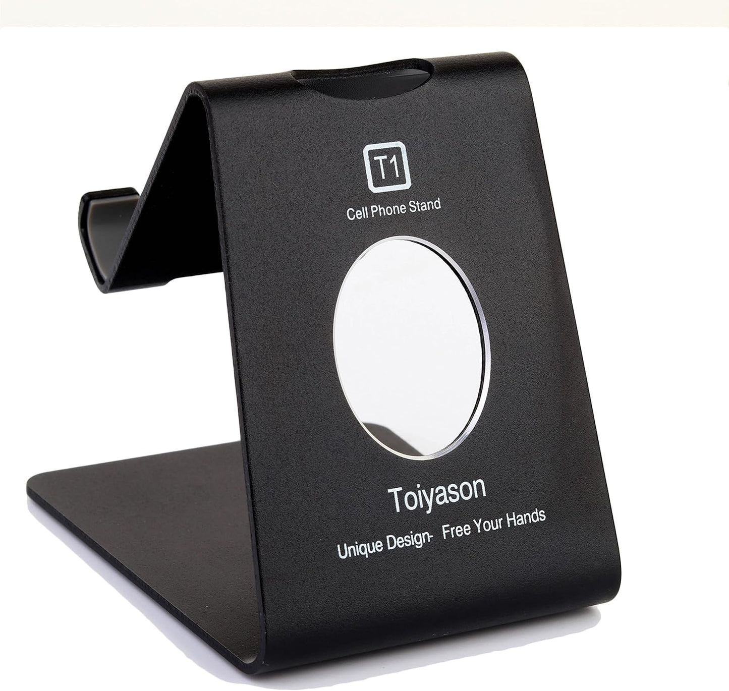 Cell Phone Stand, Desk Phone Holder, Cradle, Dock, Compatible with All 4-8inch Phones, Office Kitchen Traveling Accessories T1 Black