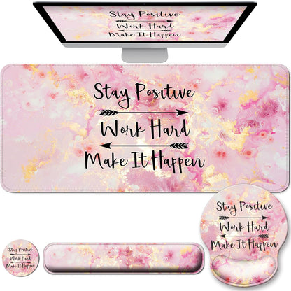 Desk Mat Set + Keyboard and Mouse Pad with Wrist Rest Support,4-in-1 Large Mousepad Computer Mats for Desktop Home & Office-Purple Butterflies