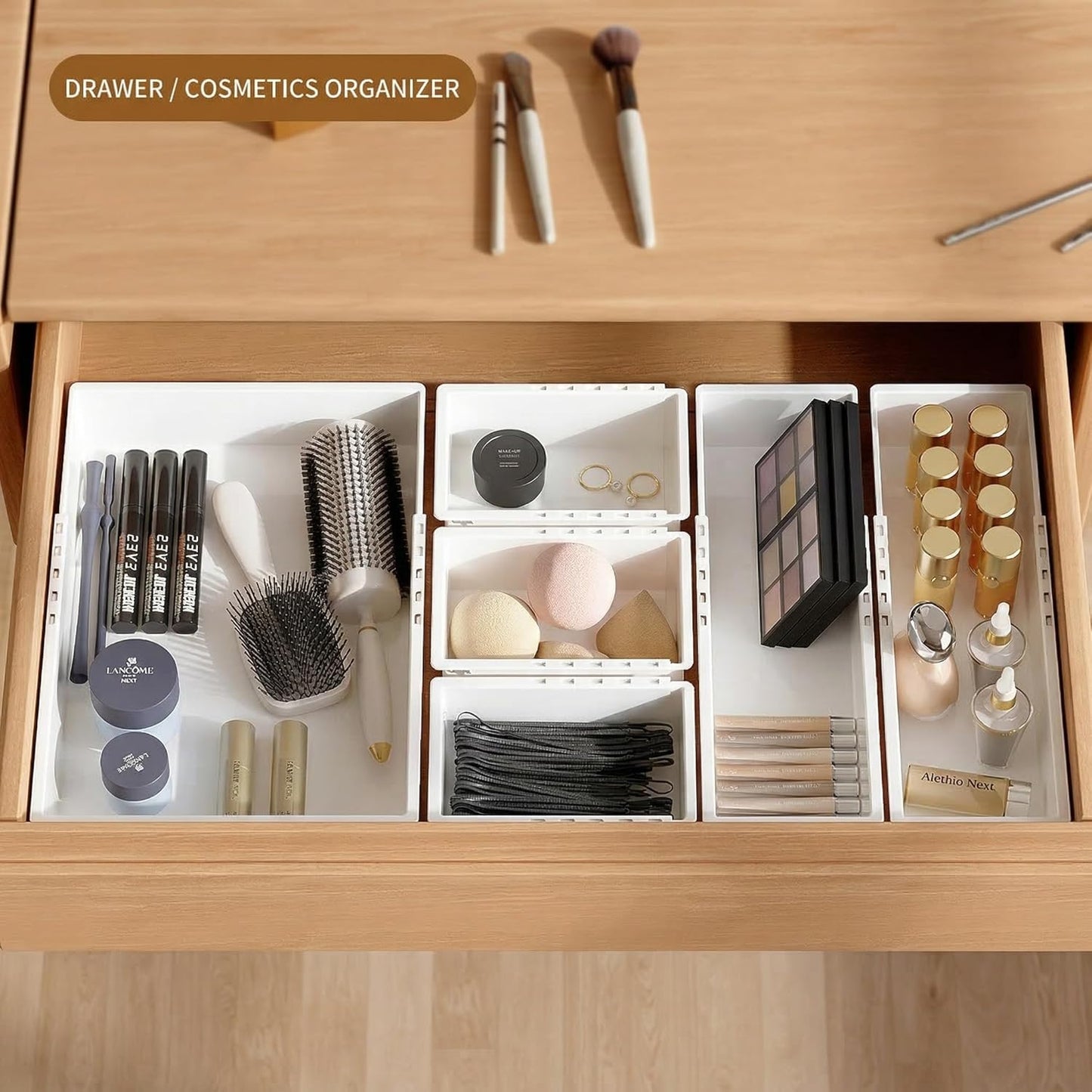 Expandable Drawer Organizer for Kitchen, Bathroom & Office – Adjustable Plastic Storage Tray for Utensils, Makeup, Cutlery, Desk Supplies – BPA-Free, Stackable, No Assembly Required (3 PCS)