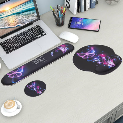 Mouse Pad and Keyboard Wrist Rest Support, with Non-Slip PU Base,Gel Mouse Pad with Coaster,Pain Relief for Gaming, Computer,Office -Beach