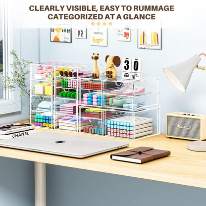 caktraie Versatile Acrylic Makeup Organizer, Drawer Organizer - Transparent Desktop Storage for Cosmetics, Office Supplies & More - Clear Organizer for Home & Office Use